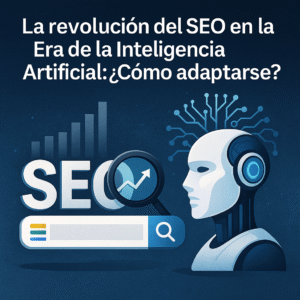 Ilustración de SEO en la era de la inteligencia artificial, optimización web avanzada.