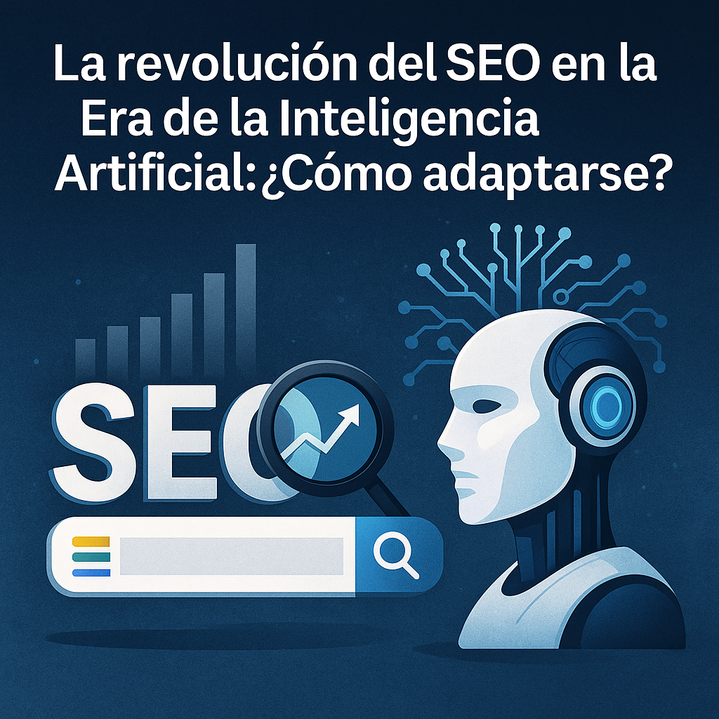 Ilustración de SEO en la era de la inteligencia artificial, optimización web avanzada.