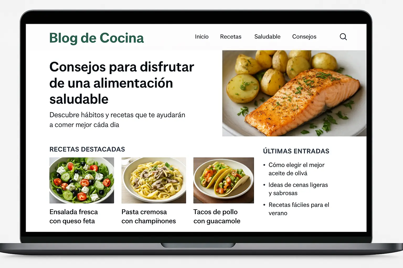Blog sobre cocina en ordenador portatil