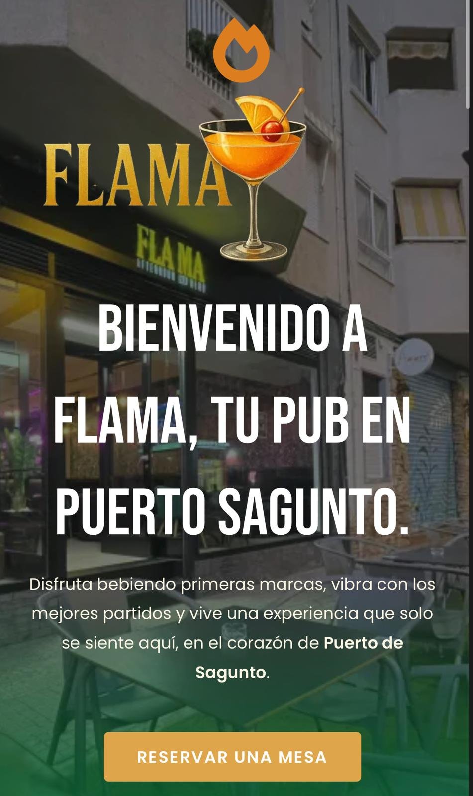 Versión móvil de la web de Flama